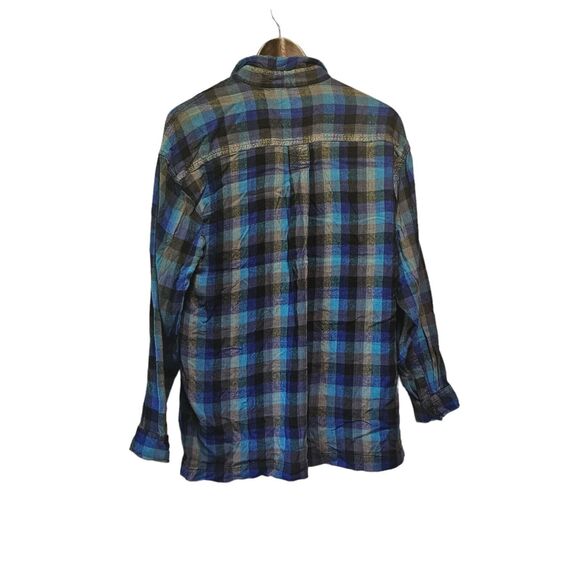 Vintage GOOUCH Plaid Button Down Front‎ Pocket Grunge MEDIUM - Picture 3 of 5